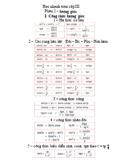 Học nhanh toán cấp III - Phần 2 – lượng giác