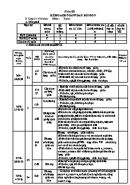 Kế hoạch giảng dạy bộ môn - Lớp 11 (cơ bản) môn: Toán