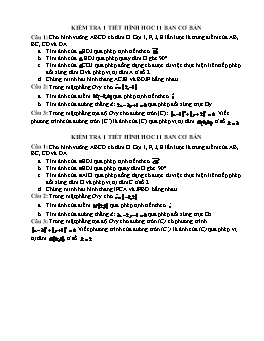 Kiểm tra 1 tiết Hình hoc 11 ban cơ bản - Chương 1