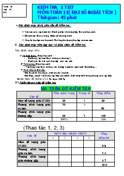 Kiểm tra 1 tiết môn: Toán 11 (Đại số &giải tích )