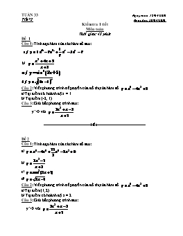 Kiểm tra 1 tiết Môn Toán Đại số và giải tích 11 (tuần 33)
