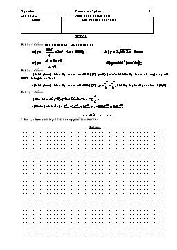 Kiểm tra 45 phút Lớp 11 - Môn: Toán đại (Cơ bản)