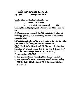 Kiểm tra học kì 1 Toán - Khối 11 - Cơ bản