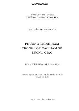 Luận văn Phương trình hàm trong lớp các hàm số lượng giác