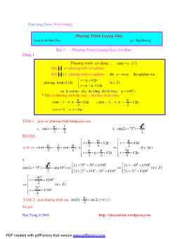 Luyện thi đại học Phương trình lượng giác