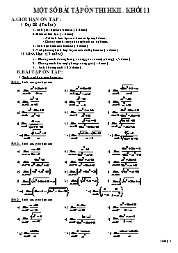 Một số bài tập ôn thi HKII Toán khối 11