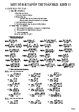 Một số bài tập ôn thi Toán HK II khối 11