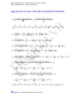 Nguyên hàm, tích phân và bài tập sử dụng công thức