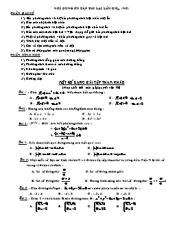 Nội dung ôn tập thi lại lần II Toán khối 10 (NC)