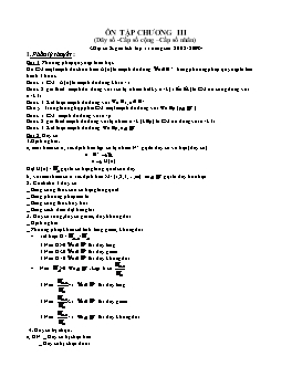 Ôn tập chương III (Dãy số -Cấp số cộng –Cấp số nhân) (Đại số & giải tich lớp 11 nâng cao)