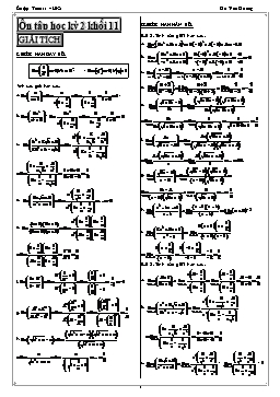 Ôn tập học kỳ 2 khối 11 Giải tích