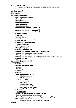 Ôn tập học kỳ I - Lớp 11 - Môn Toán