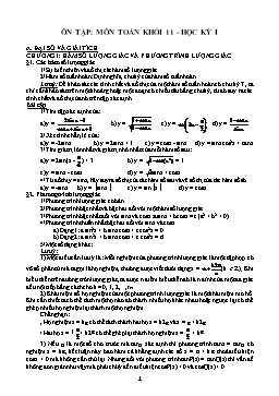 Ôn tập: môn Toán khối 11 - Học kỳ I