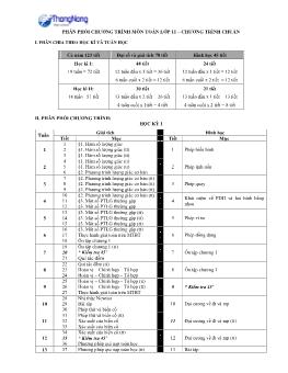 Phân phối chương trình môn Toán lớp 11 – chương trình chuẩn