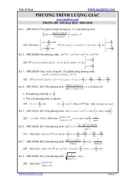 Phương trình lượng giác trong đề thi đại học 2002-2010