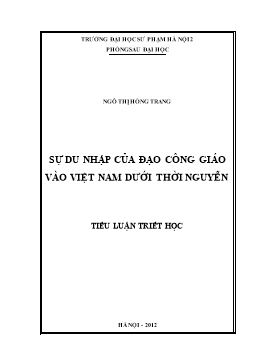 Tiểu luận Sự du nhập của đạo công giáo vào Việt Nam dưới thời Nguyễn