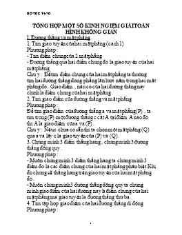 Tổng hợp một số kinh ngiệm giải toán hình không gian