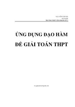 Ứng dụng đạo hàm để giải toán THPT